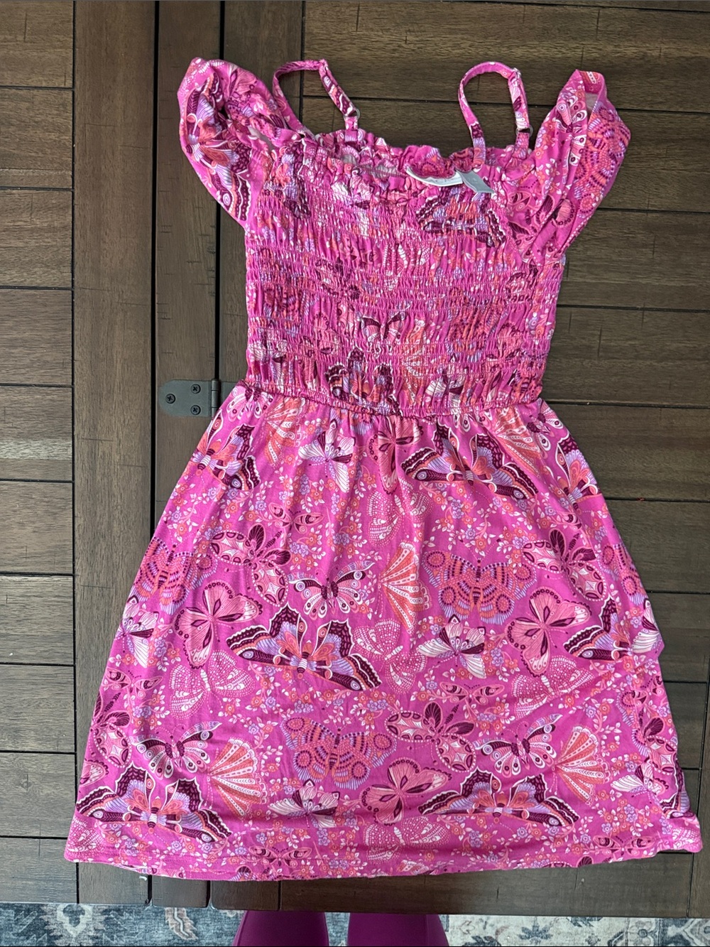 Girls' Pink Floral Smocked Summer Dress